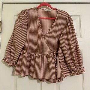 Madewell Puff Sleeve Peplum Wrap Top